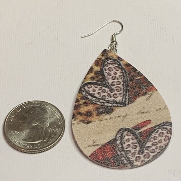 Leopard Print Earring, Heart Earring, Valentine Earring, Gift Idea, Boho Earring - Picture 4 of 4